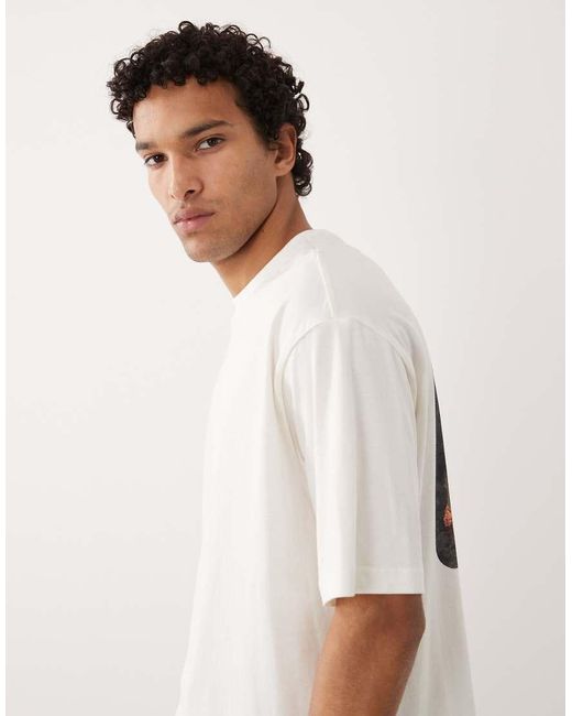 SELECTED White Oversized T-shirt With Coast Graphic for men