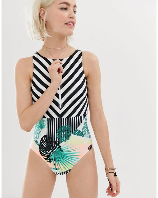 Roxy Multicolor – Pop Surf – Bunter Badeanzug mit Reißverschluss vorn