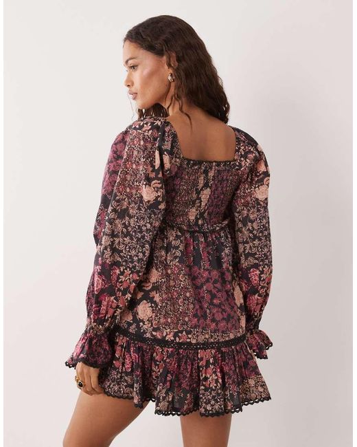 Miss Selfridge Multicolor Milkmaid Smock Dress