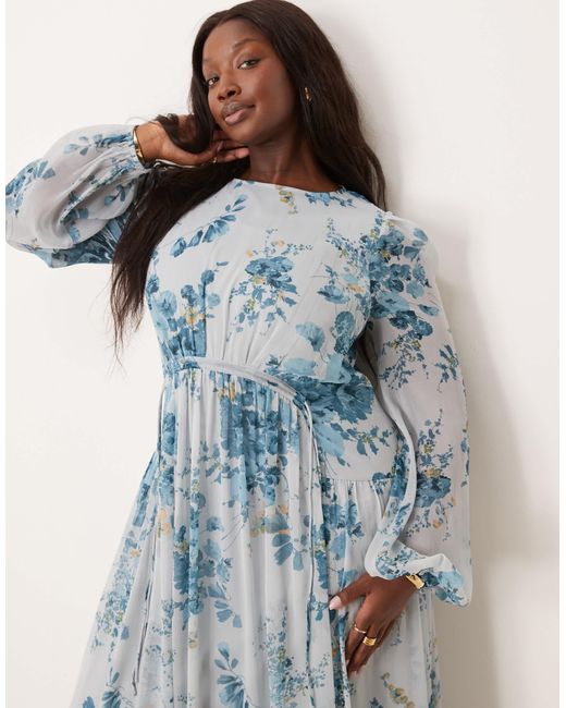 ASOS Blue Asos Design Curve Dobby Channel Detail Maxi Dress