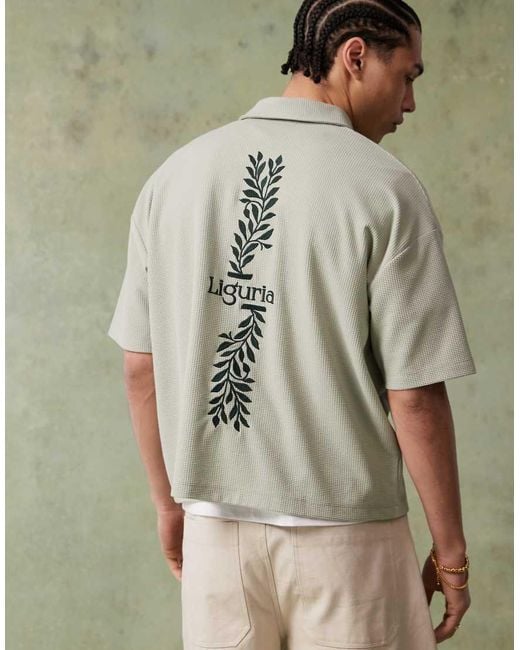 ASOS Rechte Polo Met Korte Mouwen En Borduursel in het Green voor heren