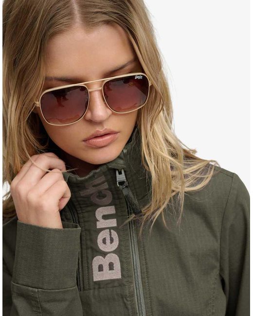 Bench x Superdry & Co Green Double Zip Funnel Ripstop Jacket