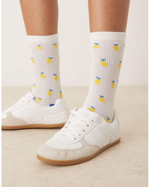 Calcetines Con Patrón De Limones Pequeños De -Blanco Accessorize de color Blue