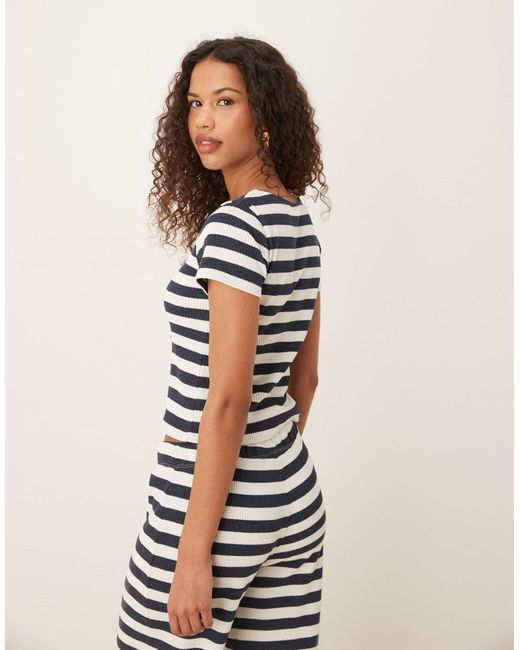 ASOS White Baby Tee With Button Detail Co-ord