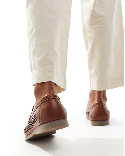River Island Brown Woven Loafers for men