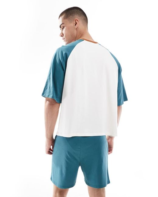 ASOS Blue Boxy Nightwear Set With Raglan Sleeve for men