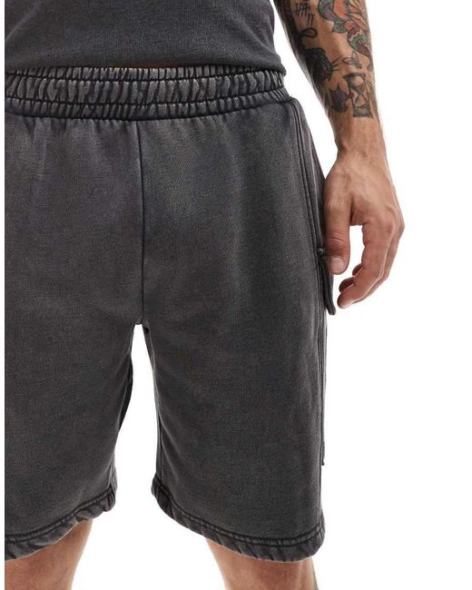 Only & Sons Black Cargo Sweat Short Co-ord for men
