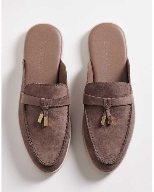 SEQWL Brown Mule Tassel Trim Loafer