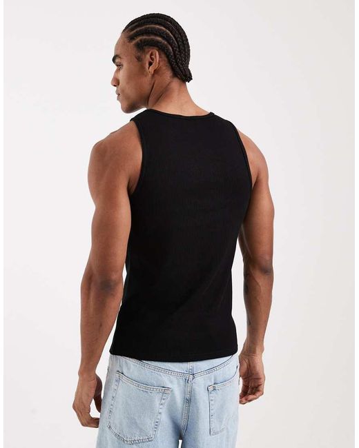 ASOS Black Super Heavyweight Muscle Fit Vest With High Scoop for men