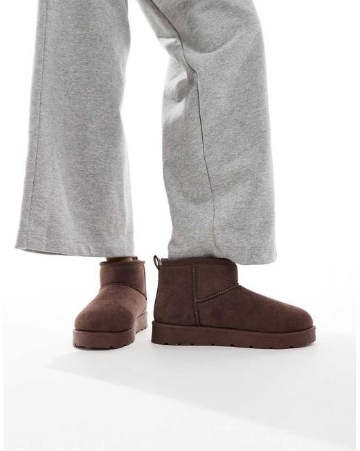 SEQWL Brown Cosy Mini Ankle Boots