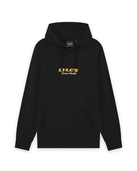 Lyle & Scott Black Mid Layers Receipt Graphic Hoodie for men