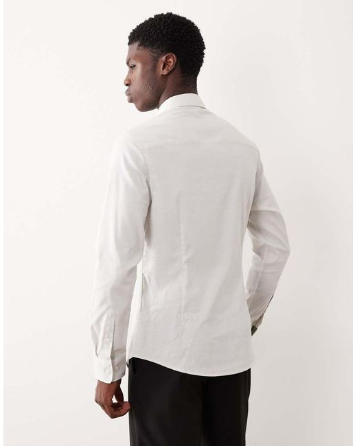 ASOS White Slim Fit Dress Shirt With Raised Texture for men