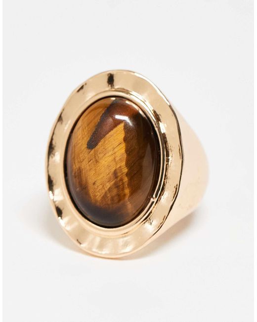 Reclaimed (vintage) Metallic Ring With Sand Stone