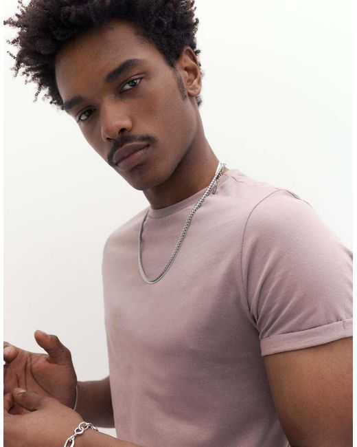 Pull&Bear Blue Basic Muscle Fit T-Shirt for men