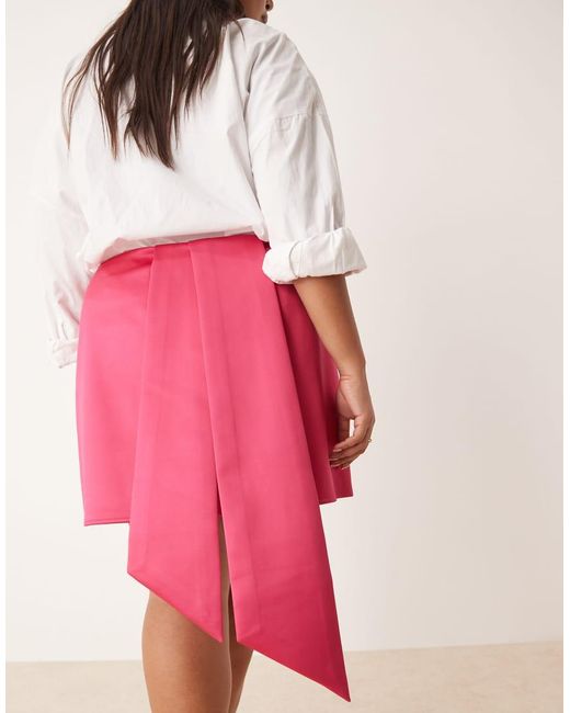 ASOS Pink Asos Design Curve Sash Detail Satin Mini Skirt