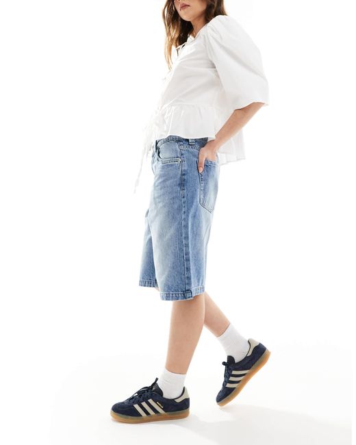 Bershka Blue – baggy-jeans-shorts