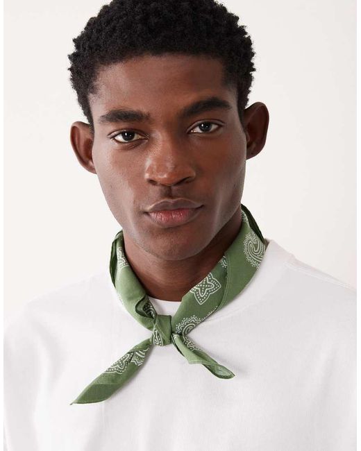 ASOS Green Paisley Cotton Bandana for men
