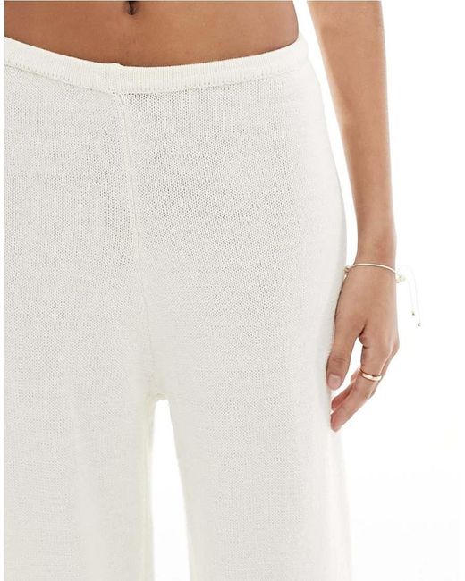 4th & Reckless White Maribel Fine Gauge Knit Beach Trouser Co-ord