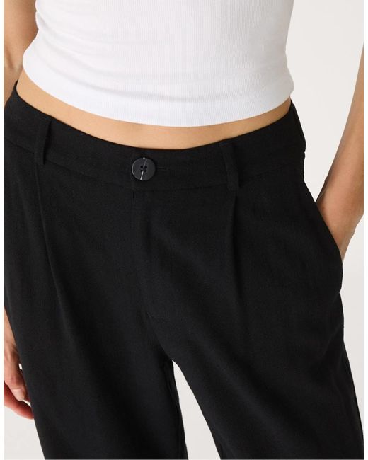 Stradivarius Broek Van Linnenmix Met Rechte Pijpen in het White