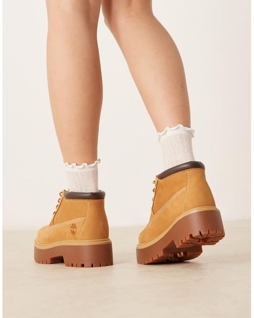 Stone street - nellie - bottines à semelle plateforme en nubuck - blé Timberland en coloris Natural