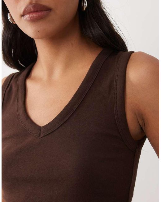 New Look Brown V-neck Tank Top