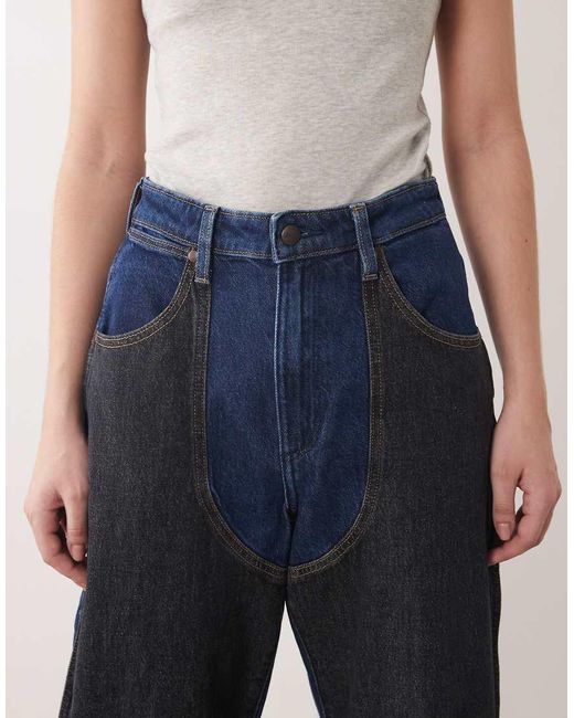 Wrangler Blue Patched Barrel Jeans