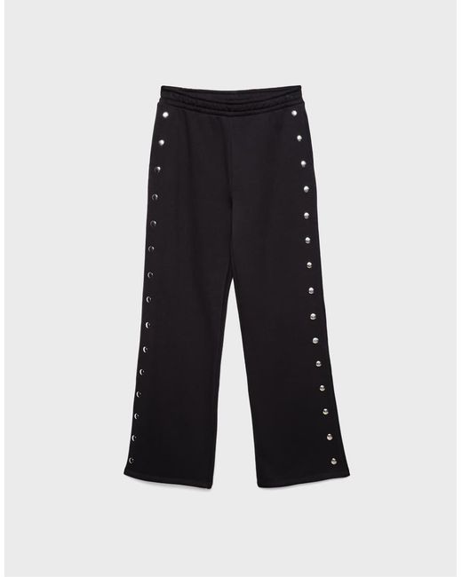 Stradivarius Black Stud-detail jogger Trousers