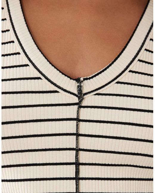 ASOS White Heavy Weight Rib V Neck Vest With Exposed Seam Detail