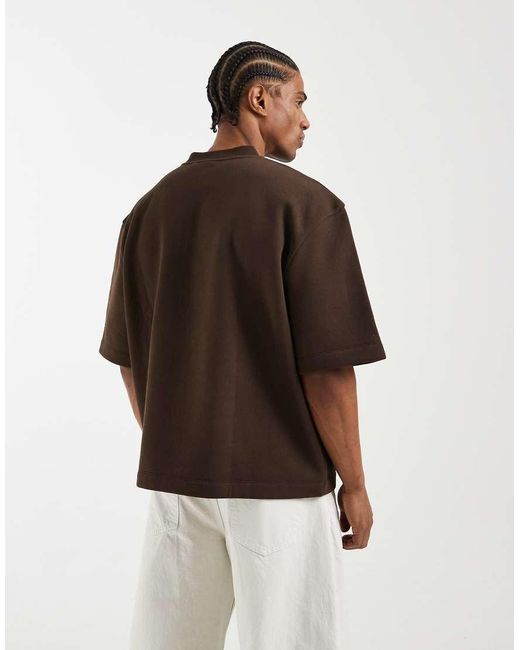 ASOS Brown Relaxed Henley With 3/4 Sleeve for men