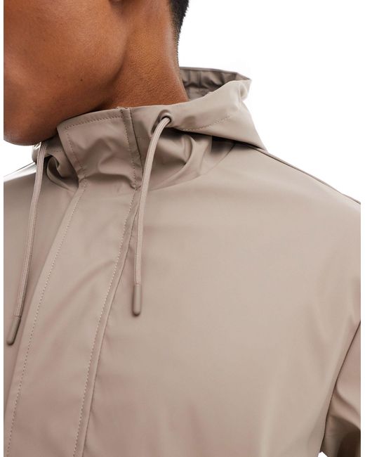 ASOS Natural Shower Resistant Rubberised Rain Jacket for men