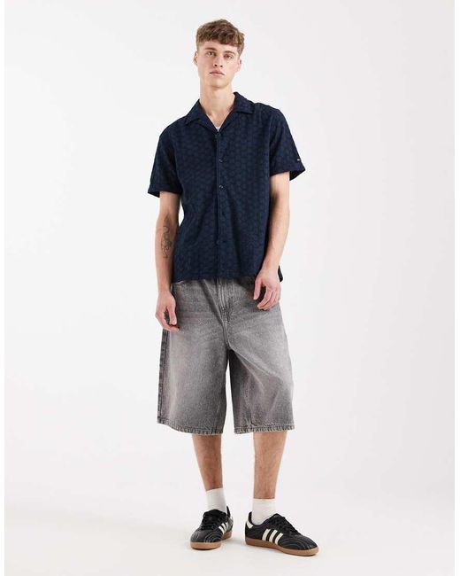 Tommy Hilfiger Blue Embroidered Short Sleeve Shirt for men