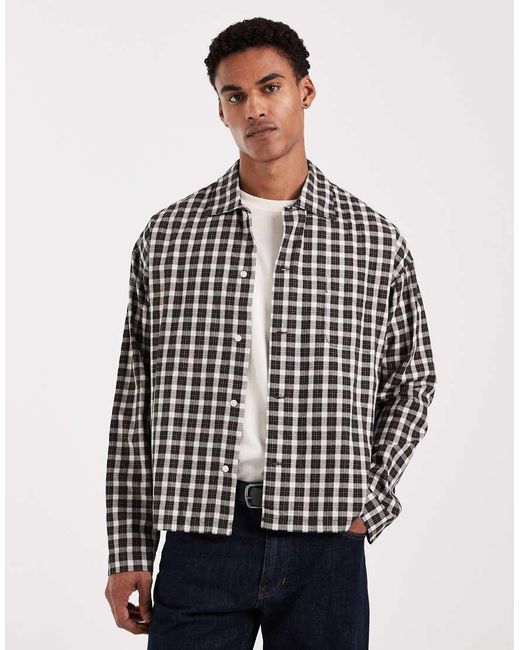 Jack & Jones Gray Cropped Boxy Shirt for men