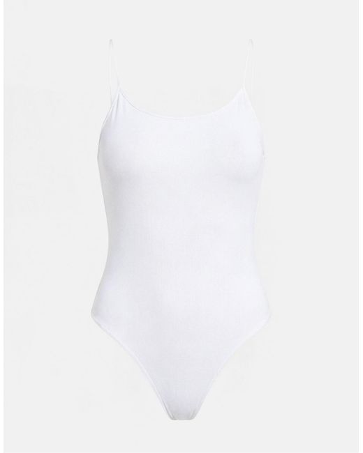Pull&Bear White – basic – badeanzug