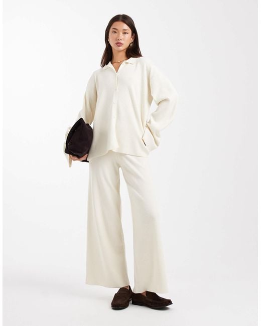 Pantalon confort d'ensemble en maille ultra-douce - écru ASOS en coloris White