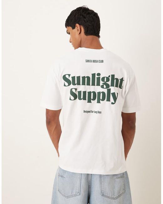 ASOS Ruimvallend T-Shirt Van Zware Stof Met Tekstprint Op De Achterkant in het White voor heren