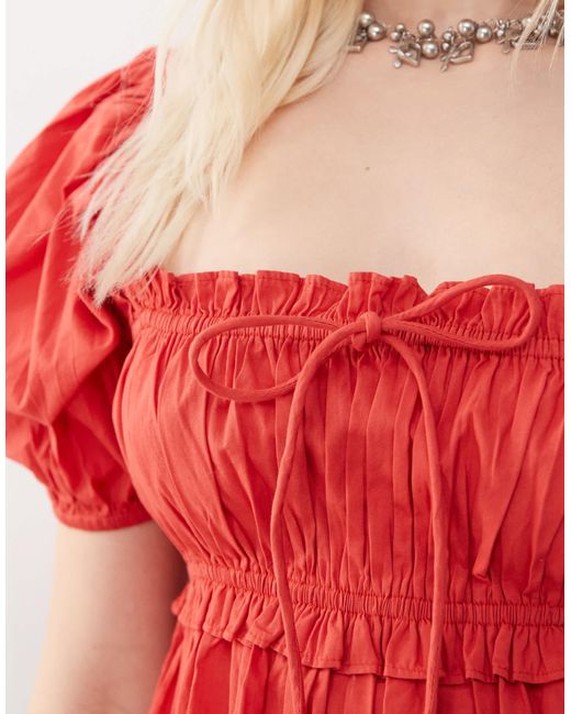 Collusion Red – kurzes milchmädchenkleid