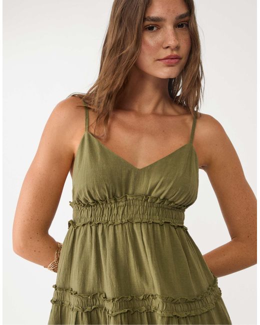 Stradivarius Green – gerafftes minikleid