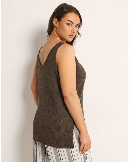 Yours Clothing Brown Knitted Vest Top