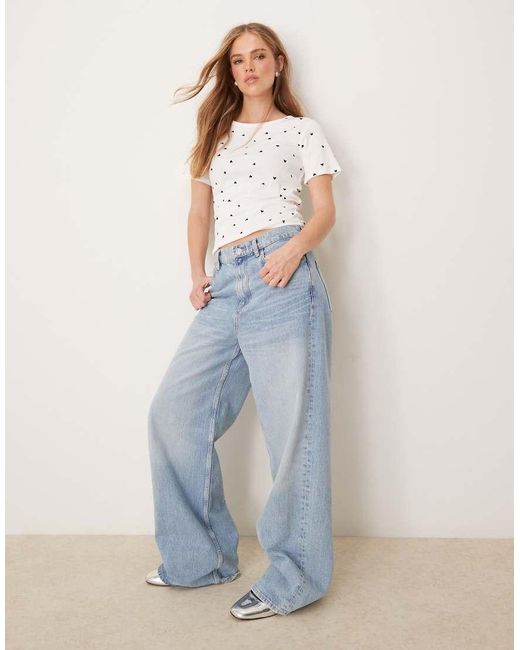Jdy Gray All Over Heart Print Ribbed T-shirt