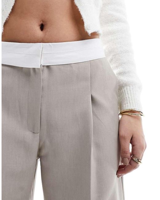 Miss Selfridge Broek Met Omgevouwen Tailleband in het Gray