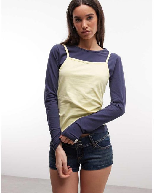 Collusion Blue Double Layer Cami Top