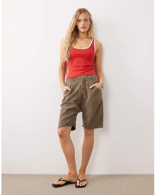 Free People Red Moxie Contrast Tank Top