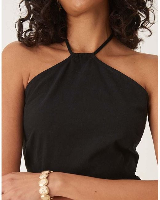 ASOS Natural Halter Neck Dropped Waist Maxi