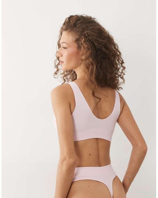 Boux Avenue Natural Embroidered Bow Ruched Front Bralette