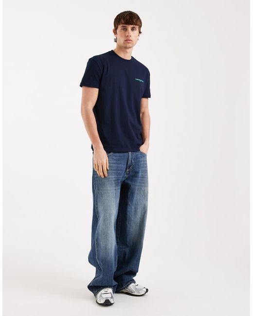 Tommy Hilfiger Blue Blurry Script Back Graphic T-shirt for men