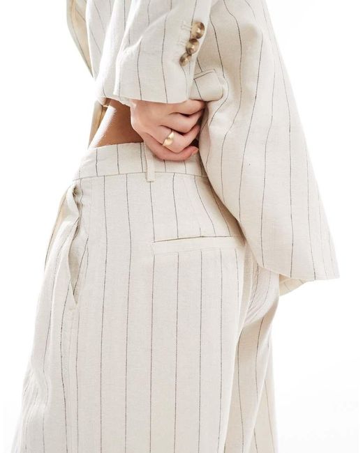 Vero Moda White Mix And Match Linen Touch Pleat Front Trouser Co-Ord