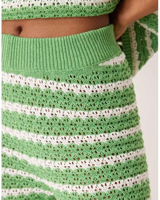 ASOS Green Co-ord Knitted Stitch Wide Leg Trousers