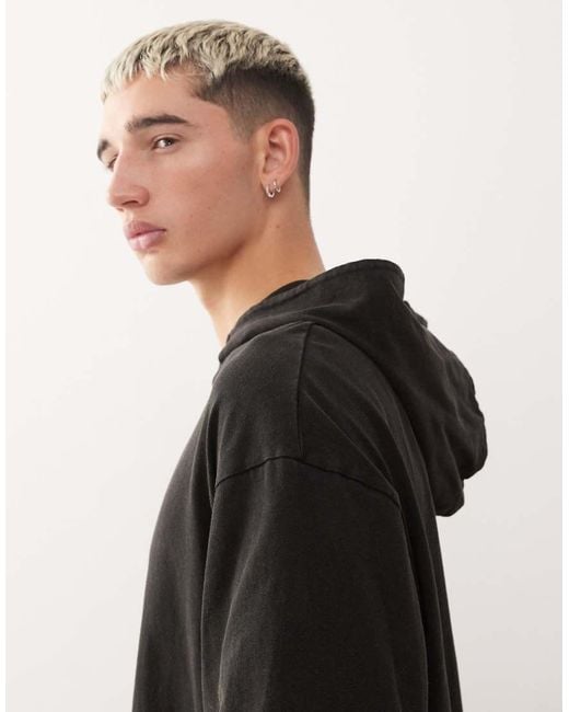 Sudadera Negra De Manga Larga Con Capucha, Dos Capas Y Estampado Gráfico De Weekday de hombre de color Black