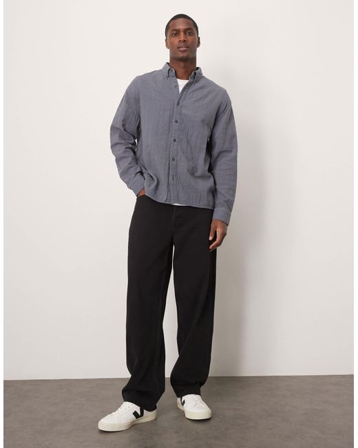 Chemise décontractée et texturée à manches longues - marine Abercrombie & Fitch pour homme en coloris Gray