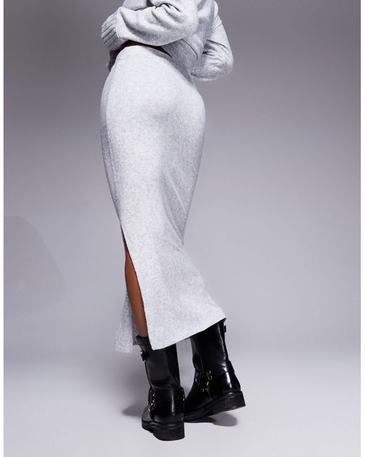 River Island Gray Knitted Maxi Skirt